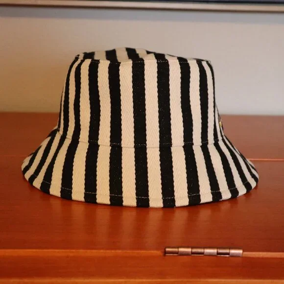 Kurt Geiger Black & White Striped Bucket Hat - Picture 1 of 6